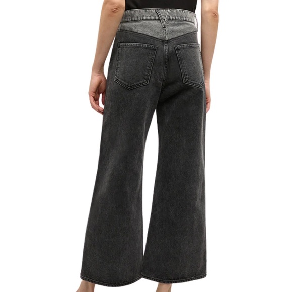 Veronica Beard Taylor Two-Tone Wide Leg Crop Jeans Size 24 in Volcanic Stone - Picture 3 of 9